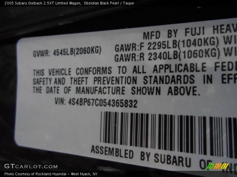 Obsidian Black Pearl / Taupe 2005 Subaru Outback 2.5XT Limited Wagon