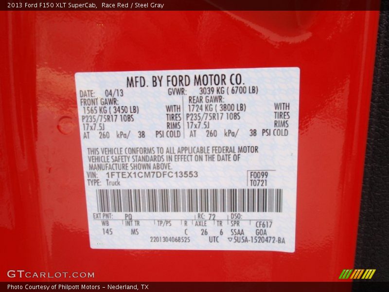 Race Red / Steel Gray 2013 Ford F150 XLT SuperCab