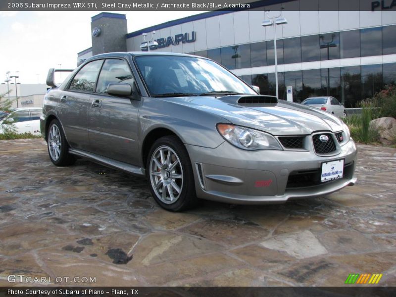 Steel Gray Metallic / Anthracite Black/Blue Alcantara 2006 Subaru Impreza WRX STi