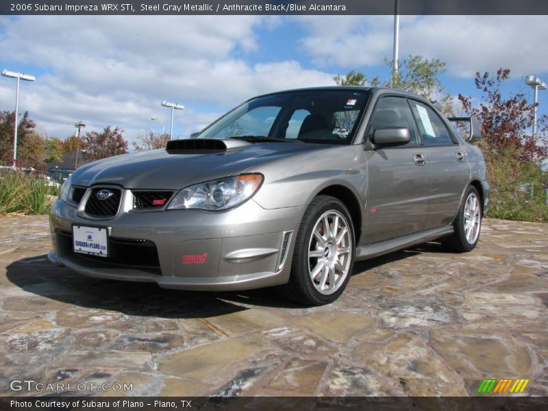 Steel Gray Metallic / Anthracite Black/Blue Alcantara 2006 Subaru Impreza WRX STi