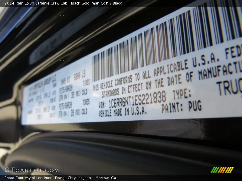 2014 1500 Laramie Crew Cab Black Gold Pearl Coat Color Code PUG