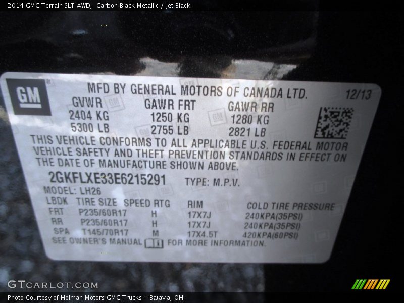 Carbon Black Metallic / Jet Black 2014 GMC Terrain SLT AWD