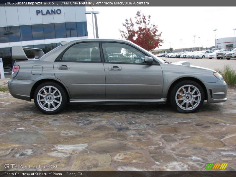 Steel Gray Metallic / Anthracite Black/Blue Alcantara 2006 Subaru Impreza WRX STi