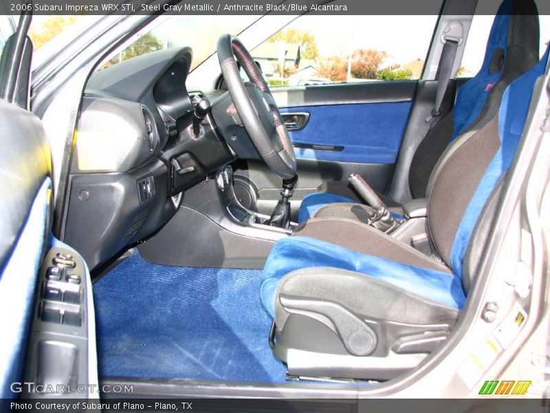 Steel Gray Metallic / Anthracite Black/Blue Alcantara 2006 Subaru Impreza WRX STi