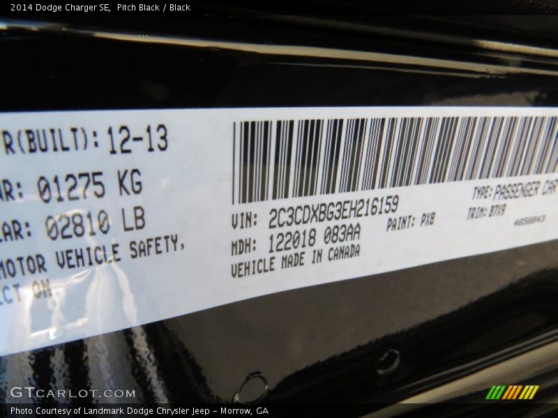 Pitch Black / Black 2014 Dodge Charger SE