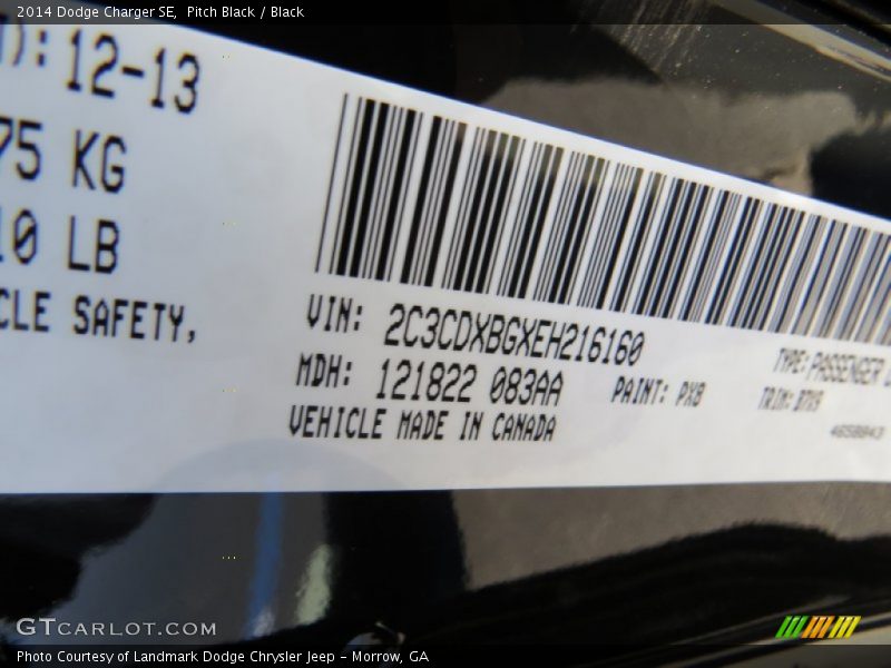 Pitch Black / Black 2014 Dodge Charger SE