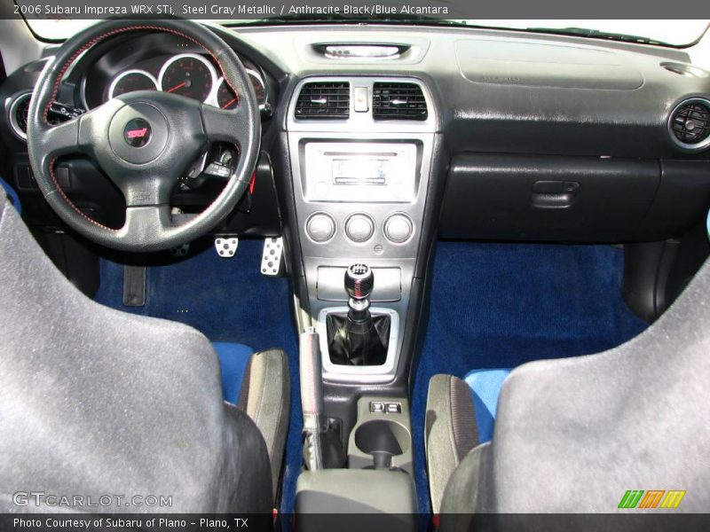 Steel Gray Metallic / Anthracite Black/Blue Alcantara 2006 Subaru Impreza WRX STi