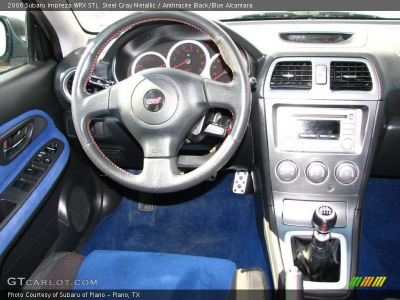 Steel Gray Metallic / Anthracite Black/Blue Alcantara 2006 Subaru Impreza WRX STi