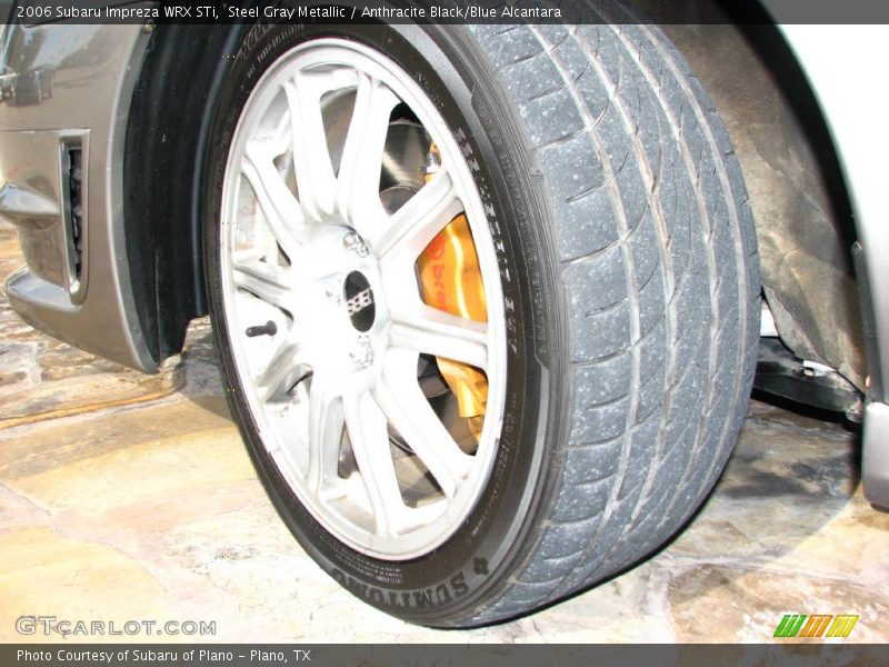 Steel Gray Metallic / Anthracite Black/Blue Alcantara 2006 Subaru Impreza WRX STi