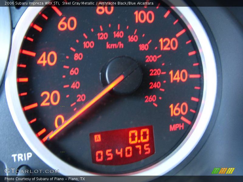 Steel Gray Metallic / Anthracite Black/Blue Alcantara 2006 Subaru Impreza WRX STi