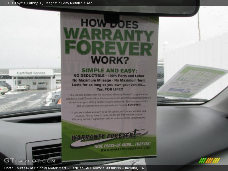 Magnetic Gray Metallic / Ash 2011 Toyota Camry LE