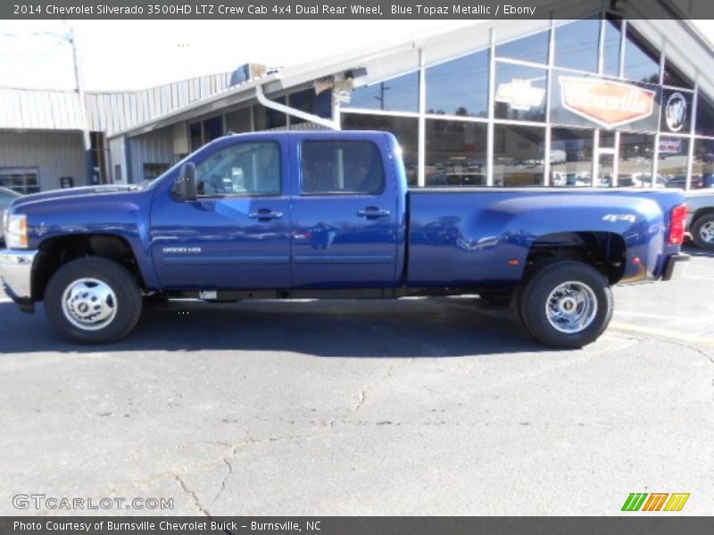 Blue Topaz Metallic / Ebony 2014 Chevrolet Silverado 3500HD LTZ Crew Cab 4x4 Dual Rear Wheel