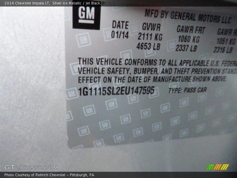 Silver Ice Metallic / Jet Black 2014 Chevrolet Impala LT