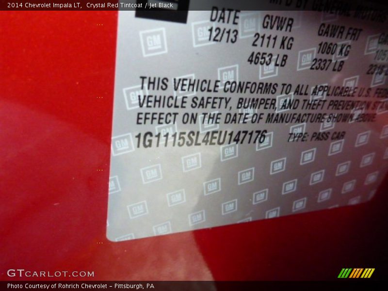 Crystal Red Tintcoat / Jet Black 2014 Chevrolet Impala LT