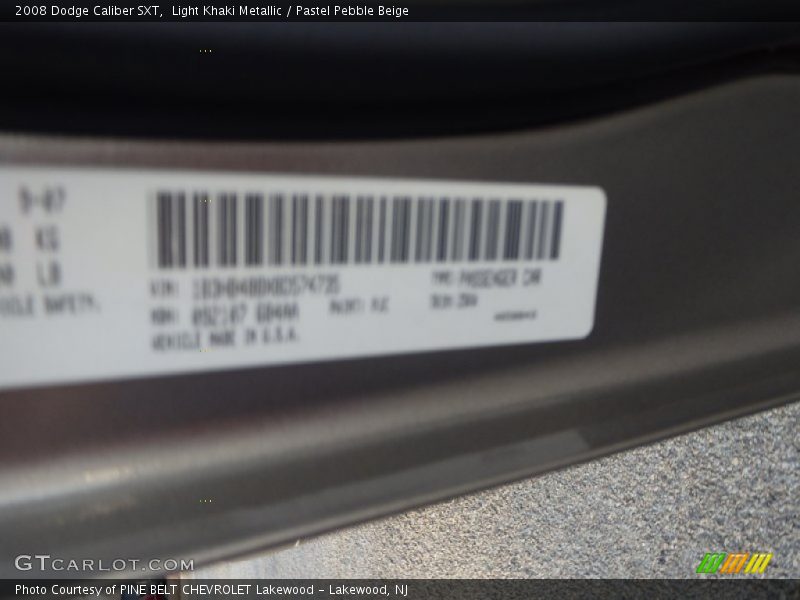 Light Khaki Metallic / Pastel Pebble Beige 2008 Dodge Caliber SXT