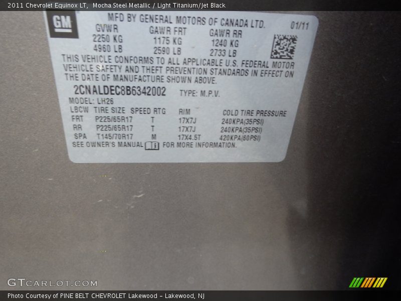 Mocha Steel Metallic / Light Titanium/Jet Black 2011 Chevrolet Equinox LT