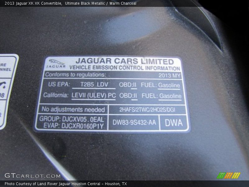 Ultimate Black Metallic / Warm Charcoal 2013 Jaguar XK XK Convertible