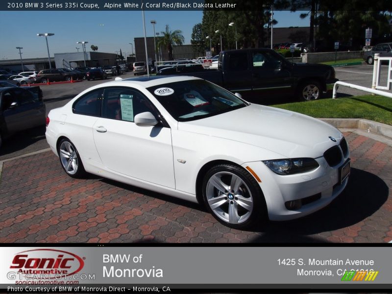 Alpine White / Coral Red/Black Dakota Leather 2010 BMW 3 Series 335i Coupe