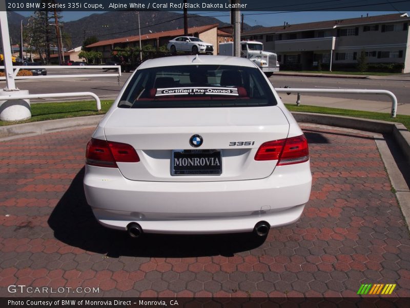 Alpine White / Coral Red/Black Dakota Leather 2010 BMW 3 Series 335i Coupe