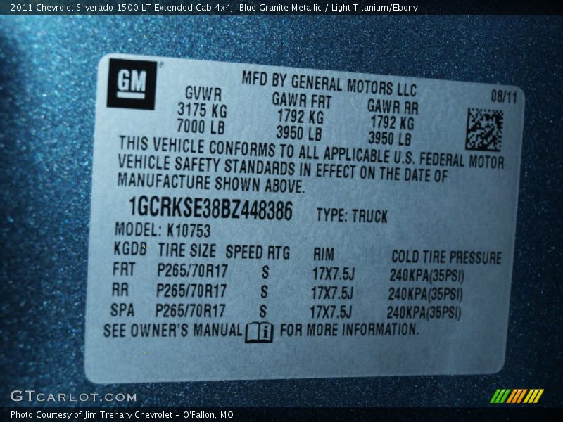 Blue Granite Metallic / Light Titanium/Ebony 2011 Chevrolet Silverado 1500 LT Extended Cab 4x4