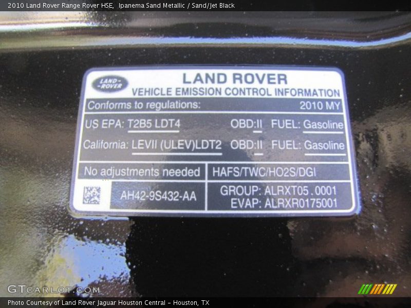 Ipanema Sand Metallic / Sand/Jet Black 2010 Land Rover Range Rover HSE