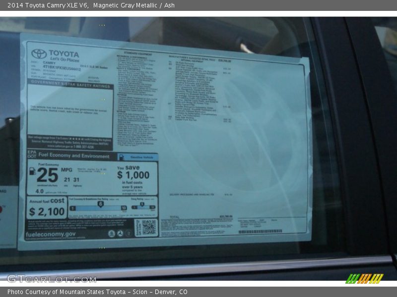 Magnetic Gray Metallic / Ash 2014 Toyota Camry XLE V6