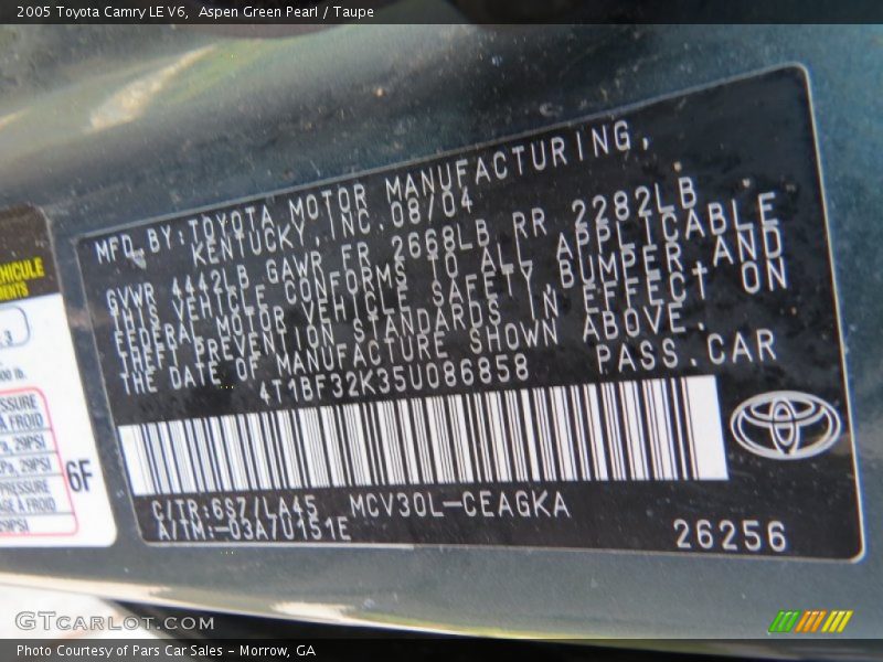 Aspen Green Pearl / Taupe 2005 Toyota Camry LE V6