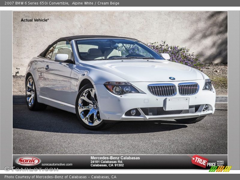 Alpine White / Cream Beige 2007 BMW 6 Series 650i Convertible