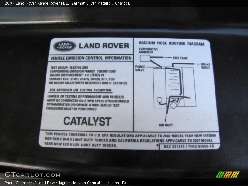 Zermatt Silver Metallic / Charcoal 2007 Land Rover Range Rover HSE