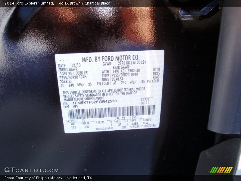 Kodiak Brown / Charcoal Black 2014 Ford Explorer Limited
