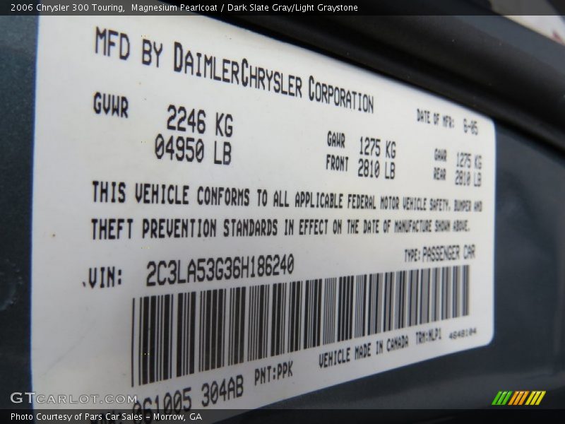 Magnesium Pearlcoat / Dark Slate Gray/Light Graystone 2006 Chrysler 300 Touring
