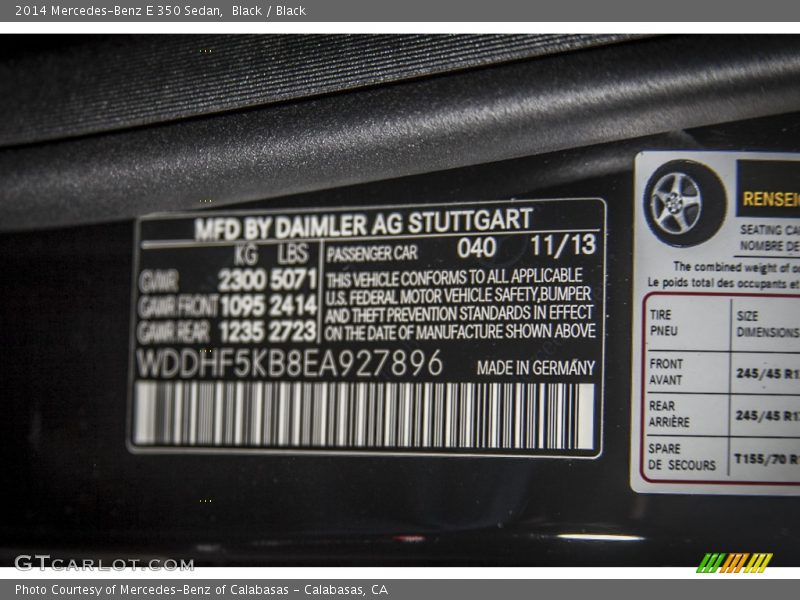 Black / Black 2014 Mercedes-Benz E 350 Sedan