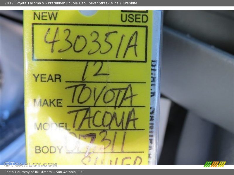 Silver Streak Mica / Graphite 2012 Toyota Tacoma V6 Prerunner Double Cab