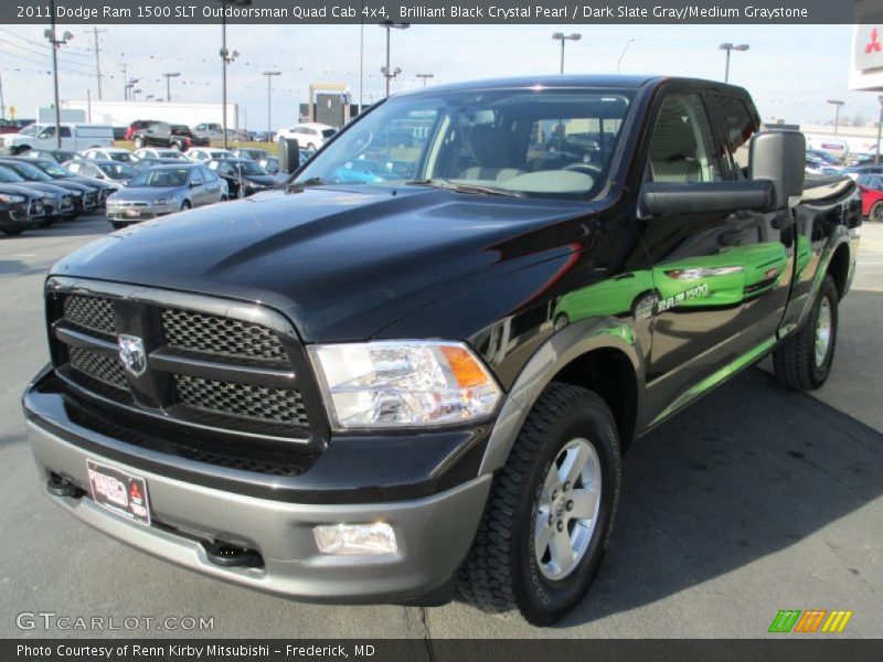 Brilliant Black Crystal Pearl / Dark Slate Gray/Medium Graystone 2011 Dodge Ram 1500 SLT Outdoorsman Quad Cab 4x4