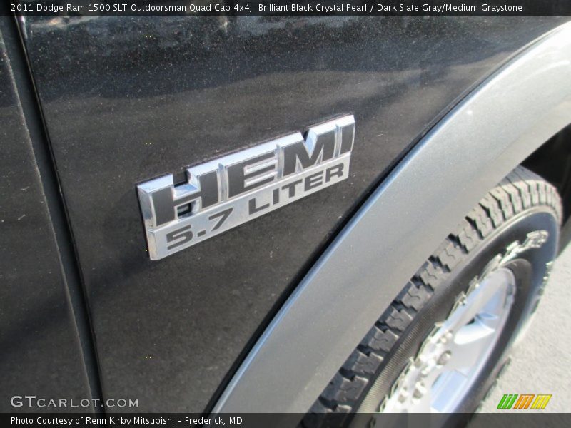 Brilliant Black Crystal Pearl / Dark Slate Gray/Medium Graystone 2011 Dodge Ram 1500 SLT Outdoorsman Quad Cab 4x4