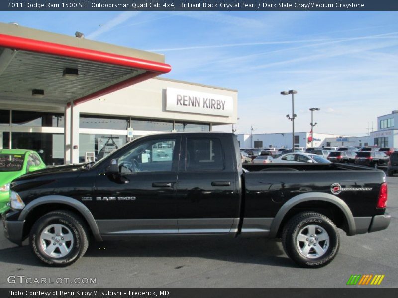 Brilliant Black Crystal Pearl / Dark Slate Gray/Medium Graystone 2011 Dodge Ram 1500 SLT Outdoorsman Quad Cab 4x4