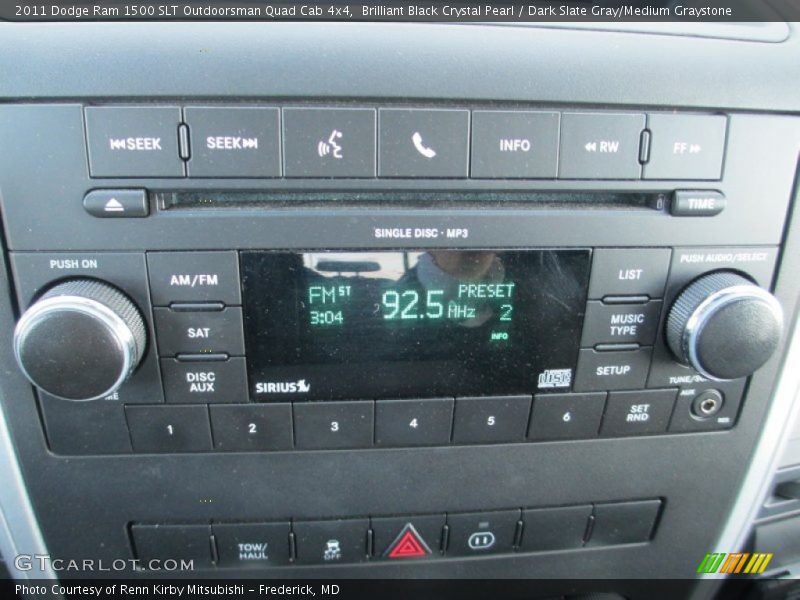 Brilliant Black Crystal Pearl / Dark Slate Gray/Medium Graystone 2011 Dodge Ram 1500 SLT Outdoorsman Quad Cab 4x4