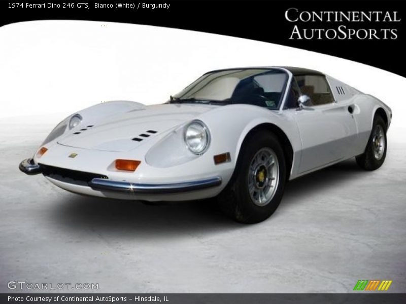 Bianco (White) / Burgundy 1974 Ferrari Dino 246 GTS