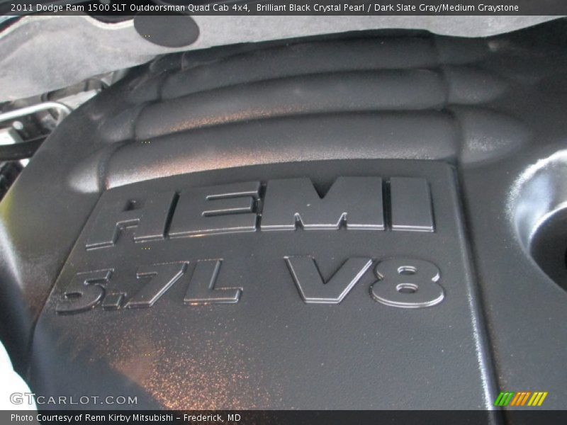 Brilliant Black Crystal Pearl / Dark Slate Gray/Medium Graystone 2011 Dodge Ram 1500 SLT Outdoorsman Quad Cab 4x4