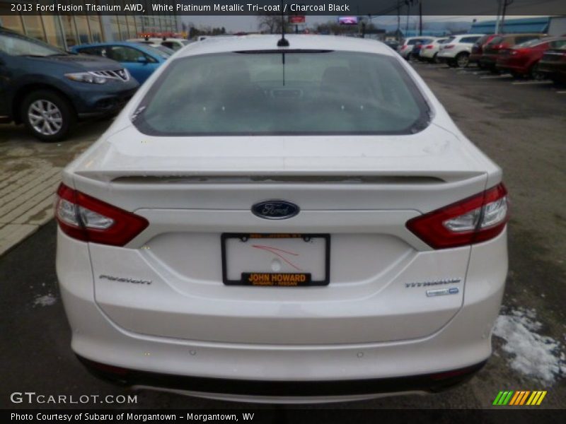 White Platinum Metallic Tri-coat / Charcoal Black 2013 Ford Fusion Titanium AWD