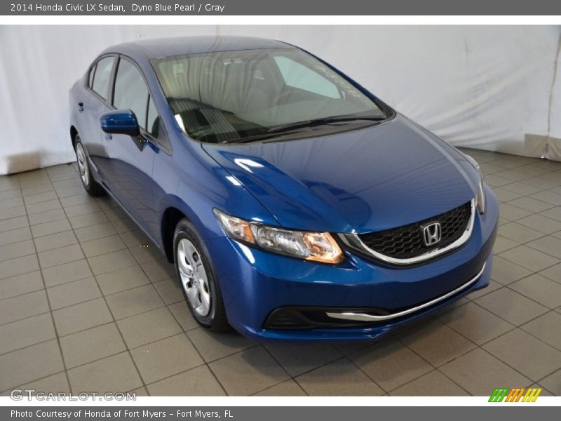 Dyno Blue Pearl / Gray 2014 Honda Civic LX Sedan