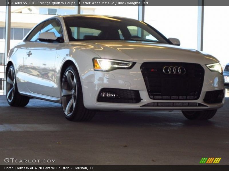 Glacier White Metallic / Black/Magma Red 2014 Audi S5 3.0T Prestige quattro Coupe