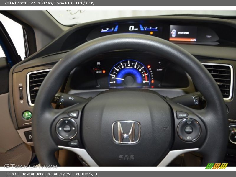 Dyno Blue Pearl / Gray 2014 Honda Civic LX Sedan