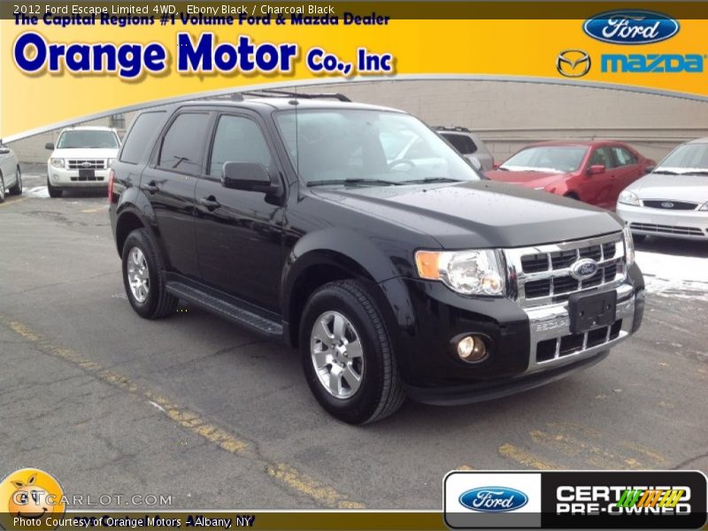 Ebony Black / Charcoal Black 2012 Ford Escape Limited 4WD