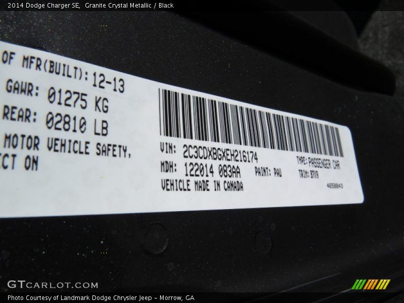 Granite Crystal Metallic / Black 2014 Dodge Charger SE