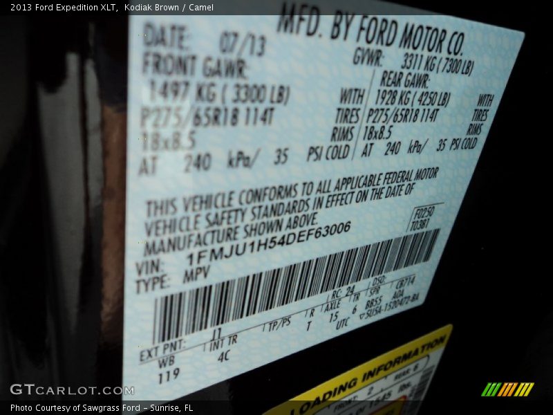 Kodiak Brown / Camel 2013 Ford Expedition XLT