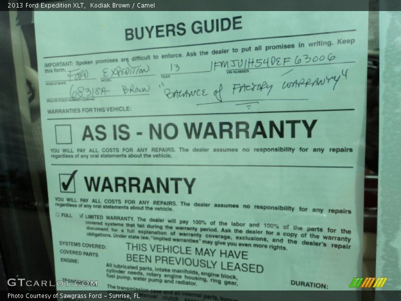 Kodiak Brown / Camel 2013 Ford Expedition XLT