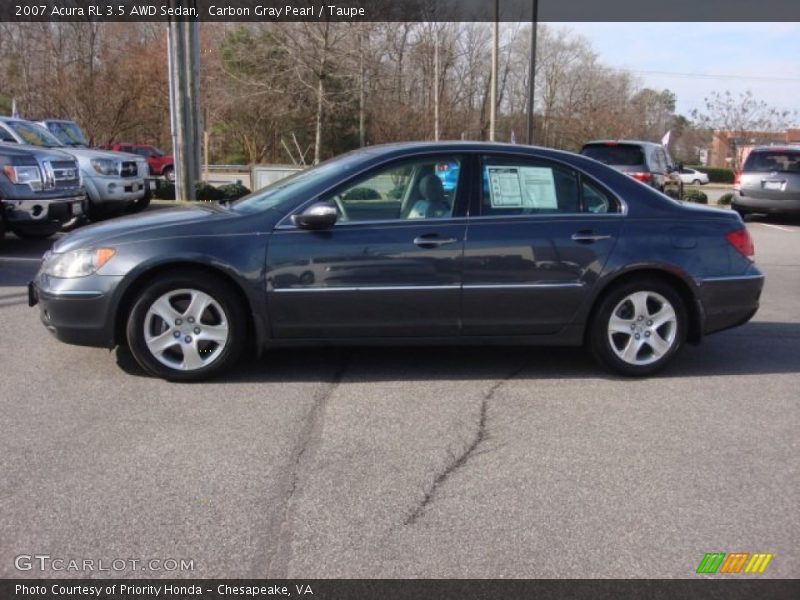 Carbon Gray Pearl / Taupe 2007 Acura RL 3.5 AWD Sedan