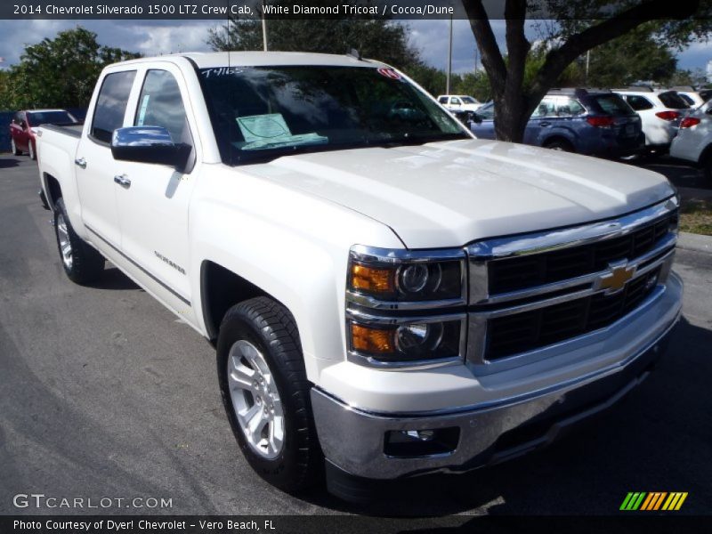 White Diamond Tricoat / Cocoa/Dune 2014 Chevrolet Silverado 1500 LTZ Crew Cab