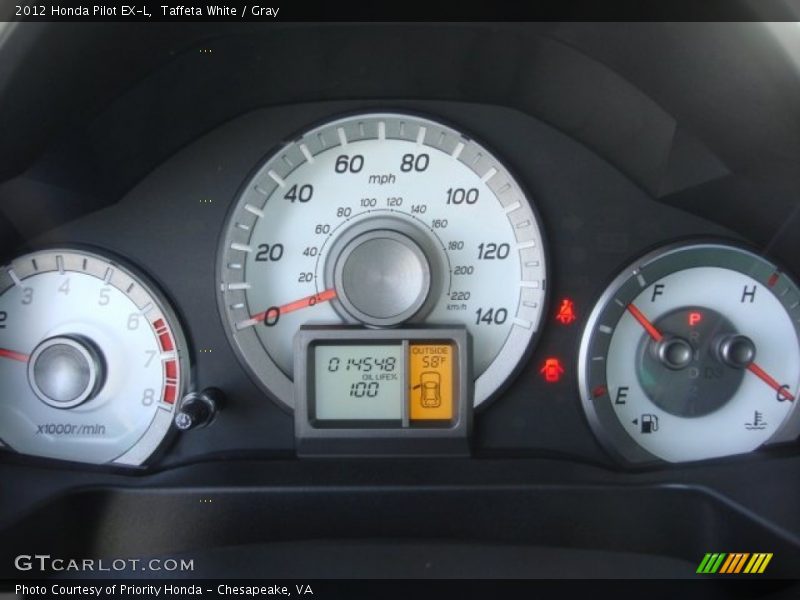 Taffeta White / Gray 2012 Honda Pilot EX-L